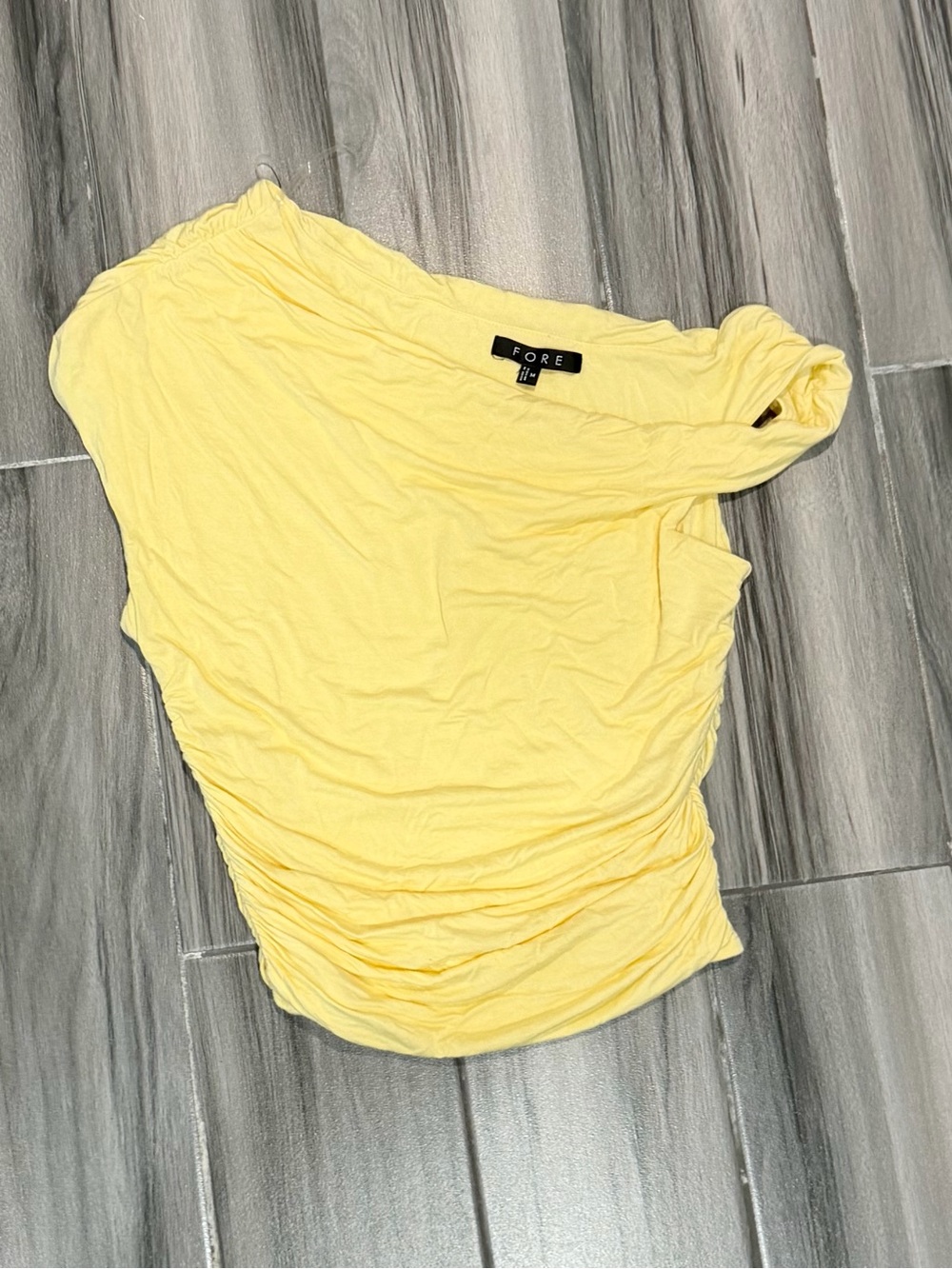 FORE Yellow Short Sleeve Tank Ruched Tee